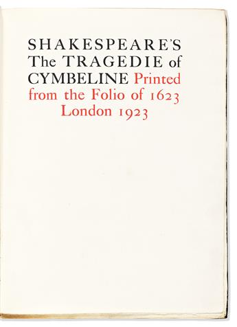 Shakespeare, William (1564-1616) Tragedy of Cymbeline.